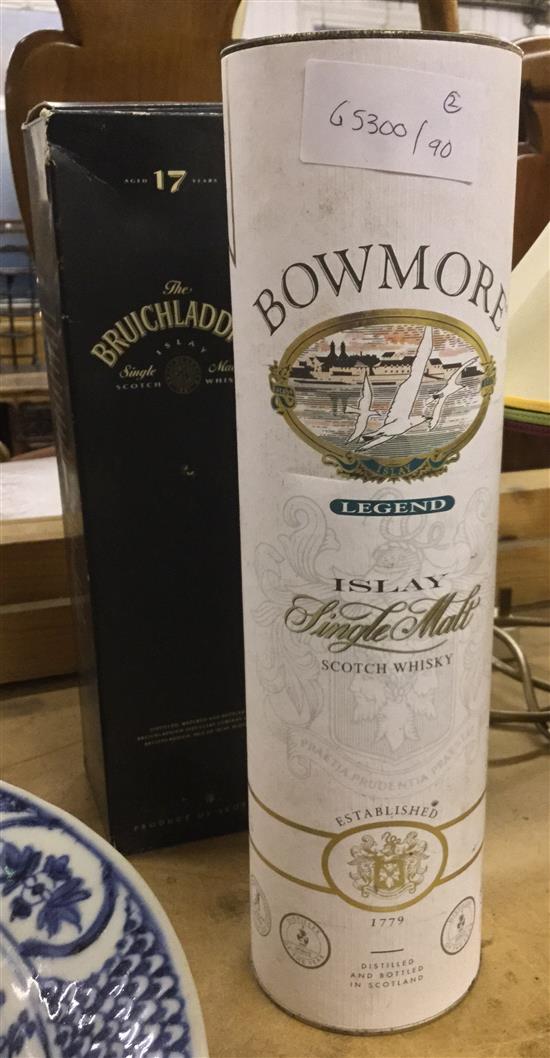 One bottle of Bowmore Legend and one bottle of Bruichladdich